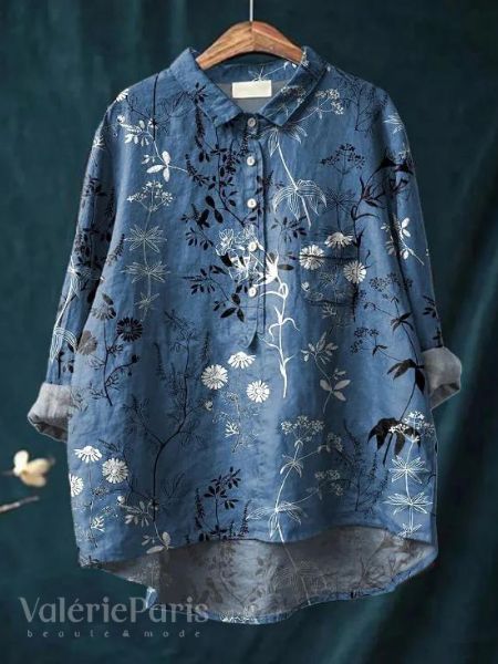 AUSSIE | Floral print cotton and linen blouse