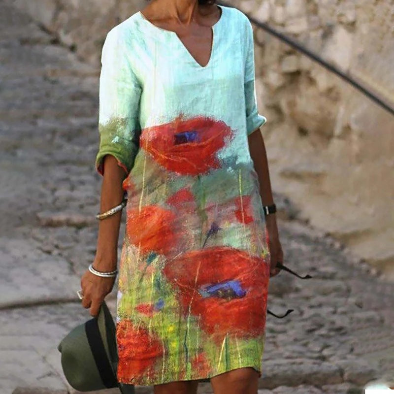 Florentiene - Elegant Dress with Cotton-Linen Look