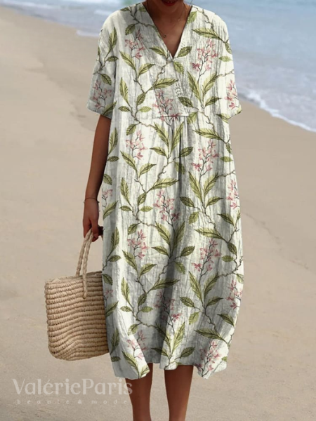 AUSSIE | Floral print cotton and linen dress