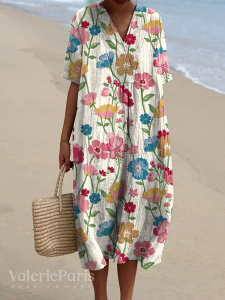 AUSSIE | Floral print cotton and linen dress