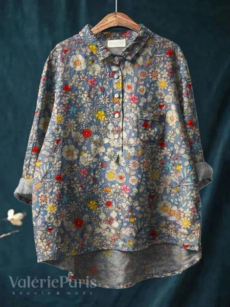 AUSSIE | Floral print cotton and linen blouse