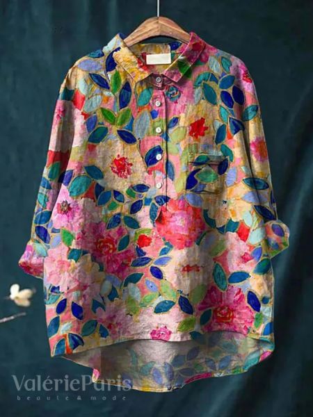 AUSSIE | Floral print cotton and linen blouse