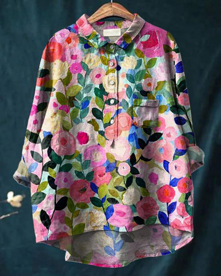 AUSSIE | Floral print cotton and linen blouse