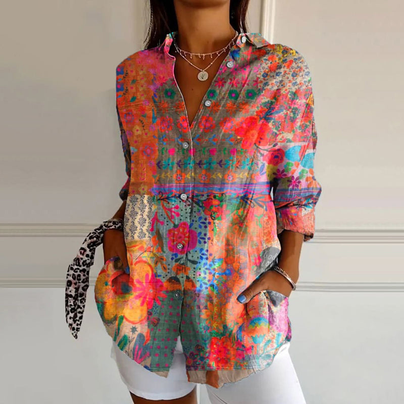 Joan - Vintage Floral Print Blouse