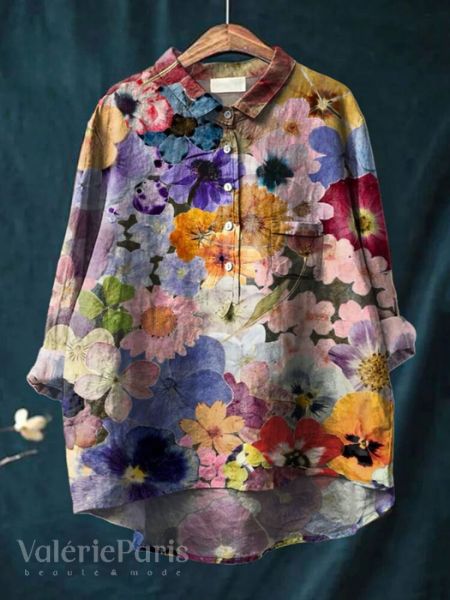 AUSSIE | Floral print cotton and linen blouse