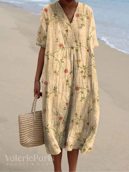 AUSSIE | Floral print cotton and linen dress