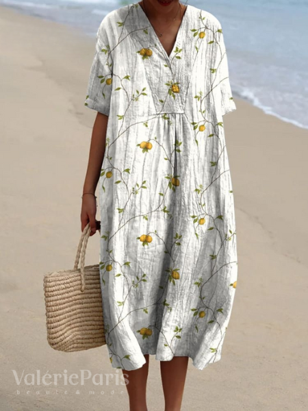 AUSSIE | Floral print cotton and linen dress