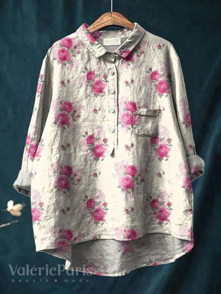 AUSSIE | Floral print cotton and linen blouse