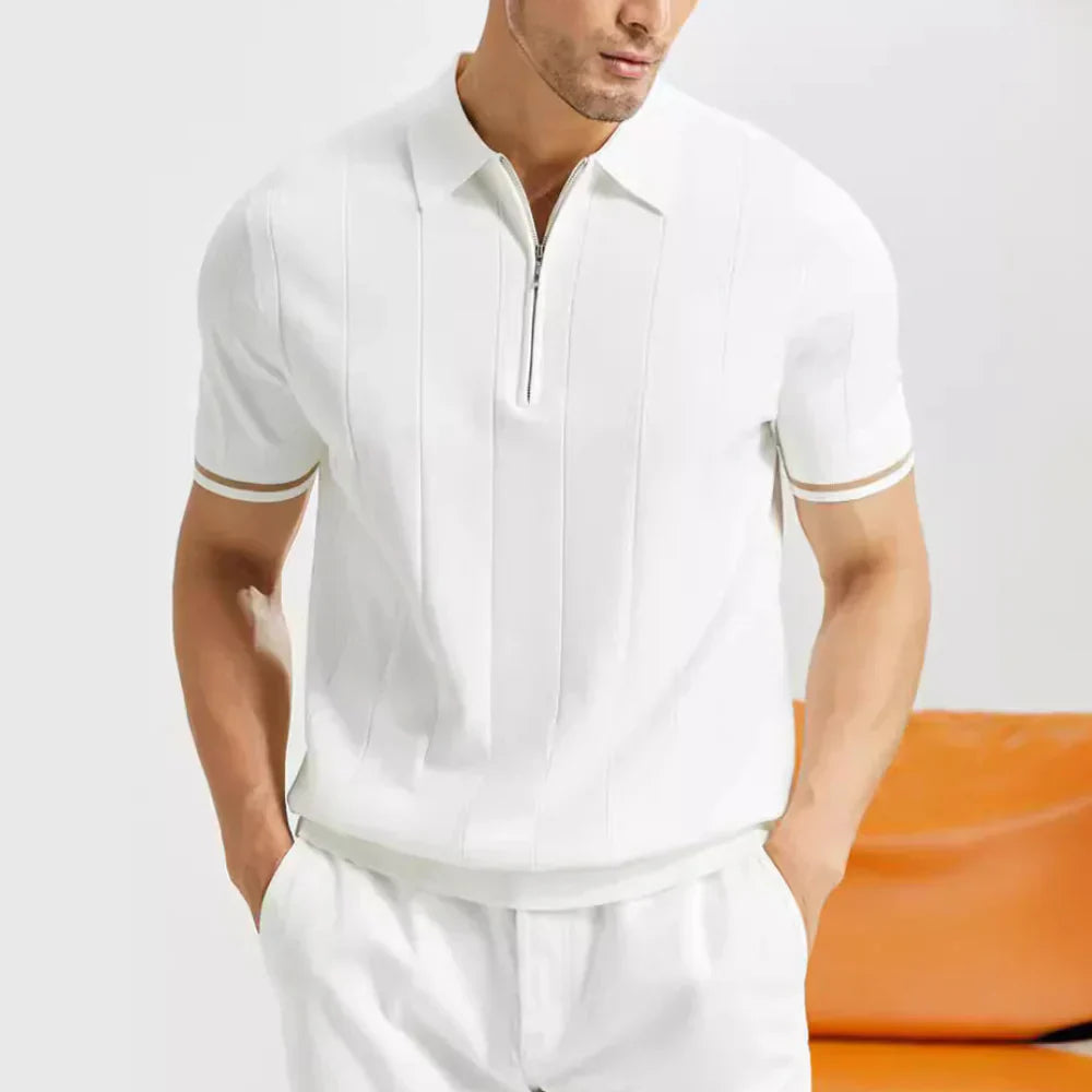 FREDERICK : Textured polo shirt with slim fit