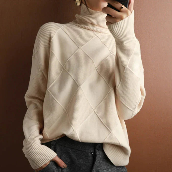 AUSSIE | European-style High-Collar Diamond Sweater