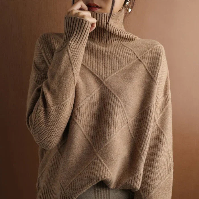 AUSSIE | European-style High-Collar Diamond Sweater