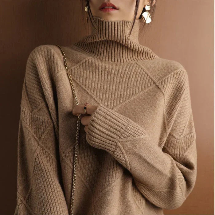 AUSSIE | European-style High-Collar Diamond Sweater