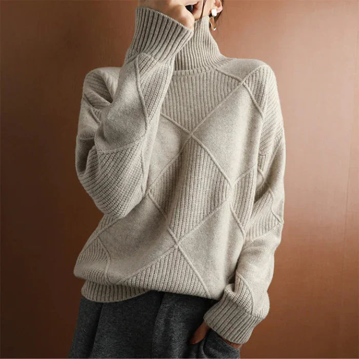 AUSSIE | European-style High-Collar Diamond Sweater